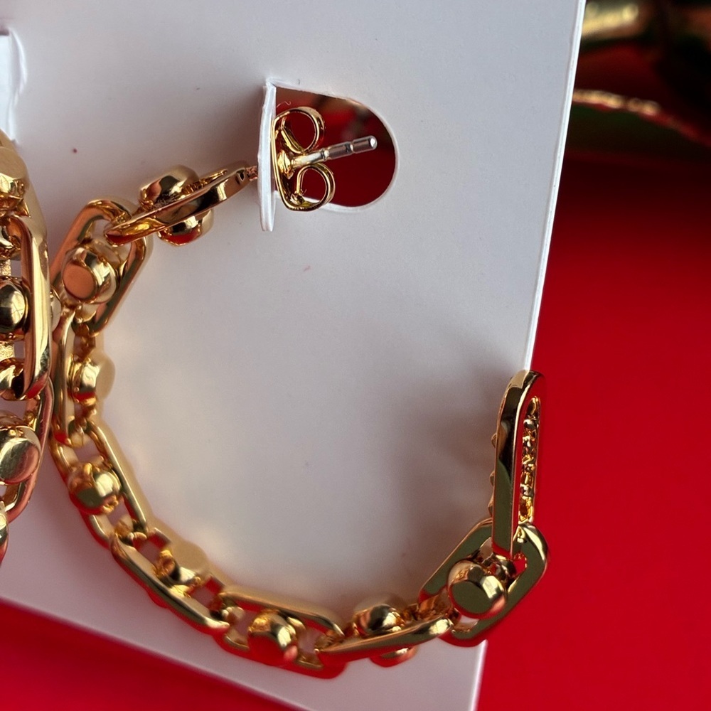 Michael Kors Earrings,Michael Kors Gold Chain Hoop Earrings - Picture 9 of 9
